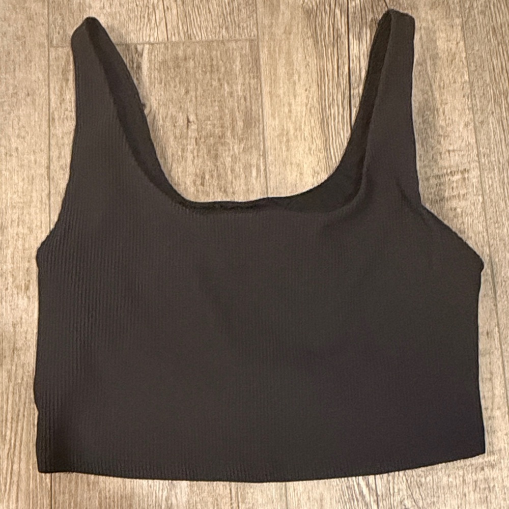 Athleta Black Ribbed Sports Bra